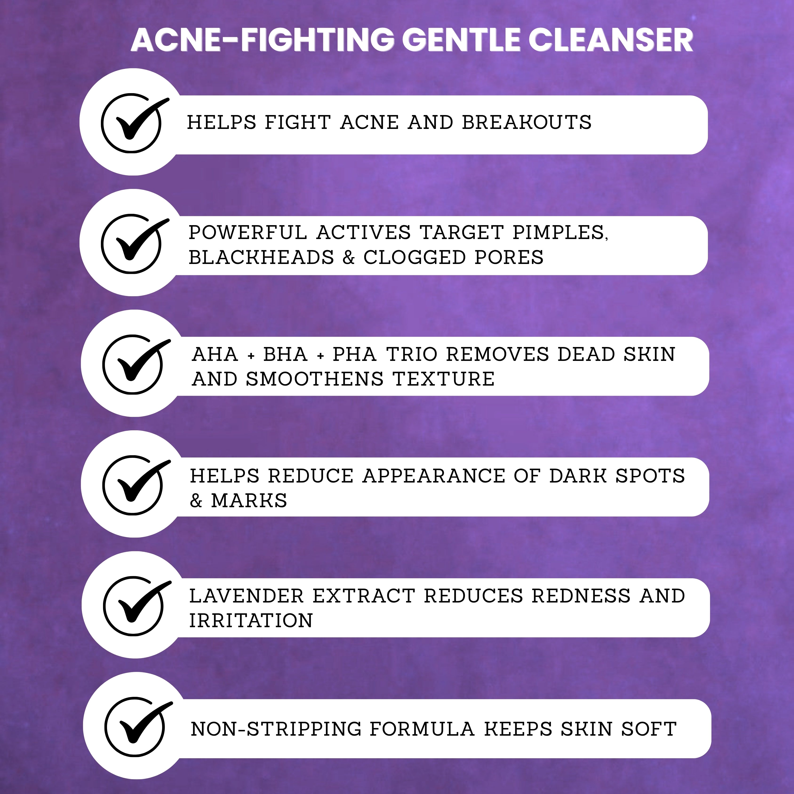 Lavender Face Wash with AHA + BHA + PHA – Deep Cleanse & Acne Control - 120ml